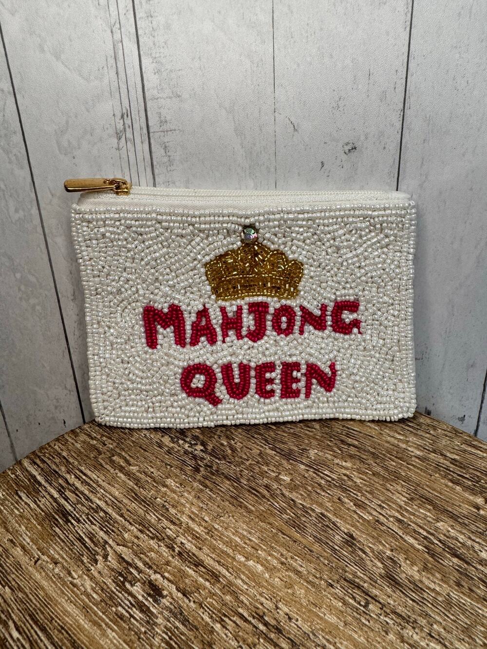 Beaded Coin Purse White Gold Crown Wallet Travel Pouch Womens Accessories NEW!